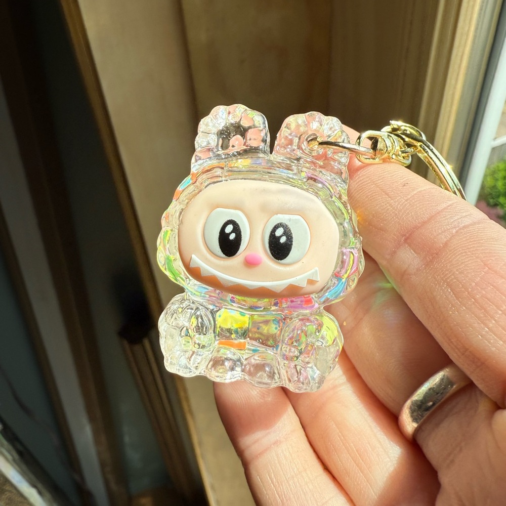 Labubu Bear Keychain with Yellow Strap New